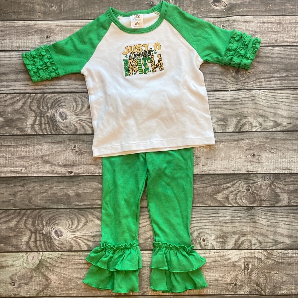 Ruffle Raglan and Ruffle Pants Toddler 18m Irish St Patricks Day